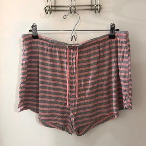 Pink and Grey Striped Shorts